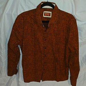 Consequence Paisley Shirt Mens Copper Brown Long Sleeve Button Down
